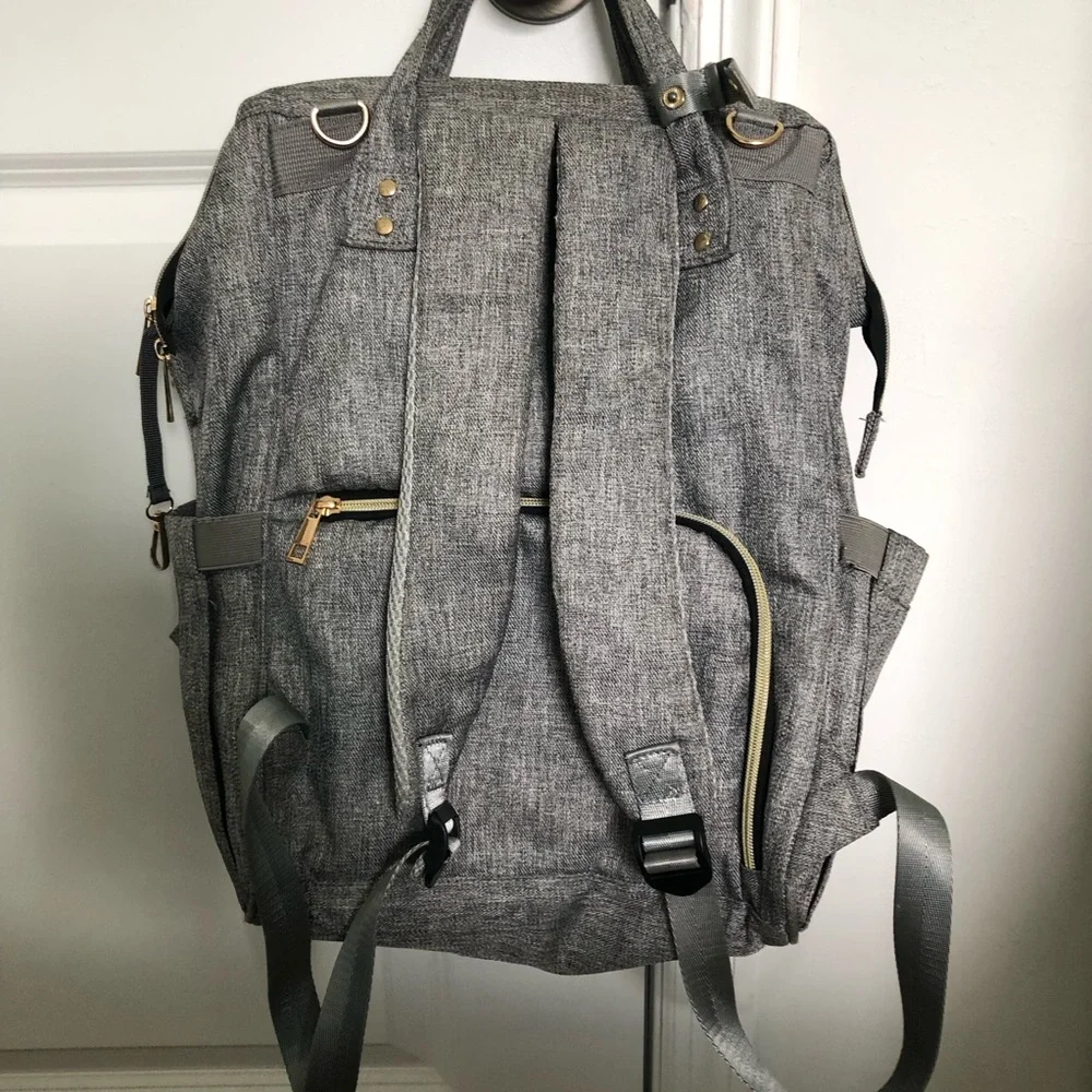 Mokaloo Gray Diaper Bag Backpack with USB Port